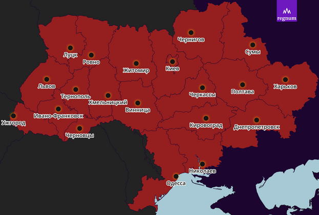 Воздушная тревога во всех областях Украины подконтрольных ВСУ. Ноябрь 2022