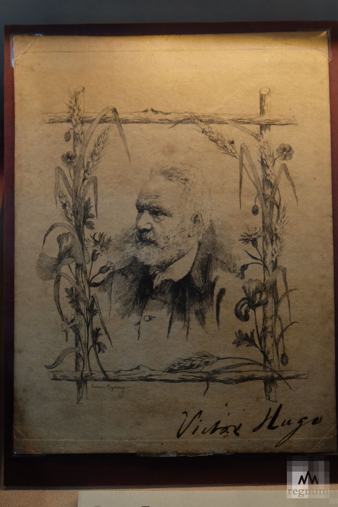 Виктор Гюго. Офорт Federic Regamey. Париж. С автографом В. Гюго. 1870-е гг. Из архива Ф. Ф. Фидлера