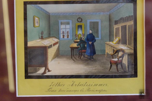 Рабочая комната в доме Гёте в Веймаре. Литография неизвестного автора. Вторая треть XIX века