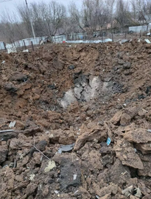 Воронка от взрыва в Киреевске Тульской области