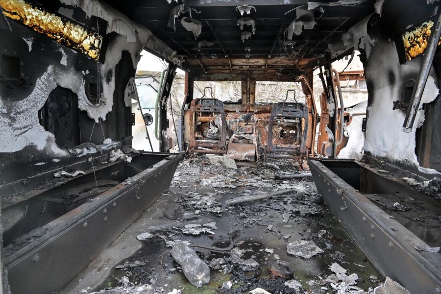 Уничтоженный канадский бронеавтомобиль Roshel Senator ВСУ в Артёмовске